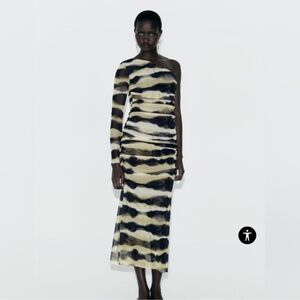 NEW Zara Tie Dye One Shoulder Asymmetrical Dress Small NWT